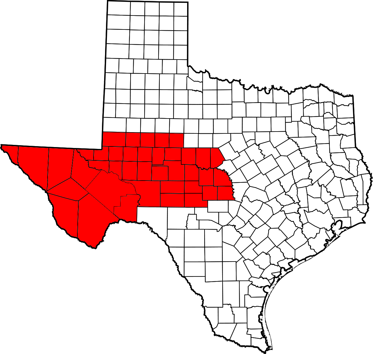 Texas counties served by the West Texas Lions Eye Bank Alliance